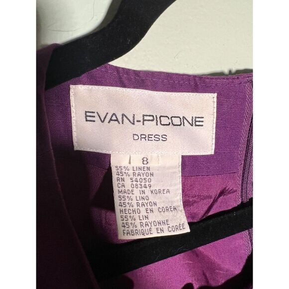 EVAN PICONE Womens Size 8 Purple Sheath Dress Short Sleeve Linen Blend - Picture 3 of 7